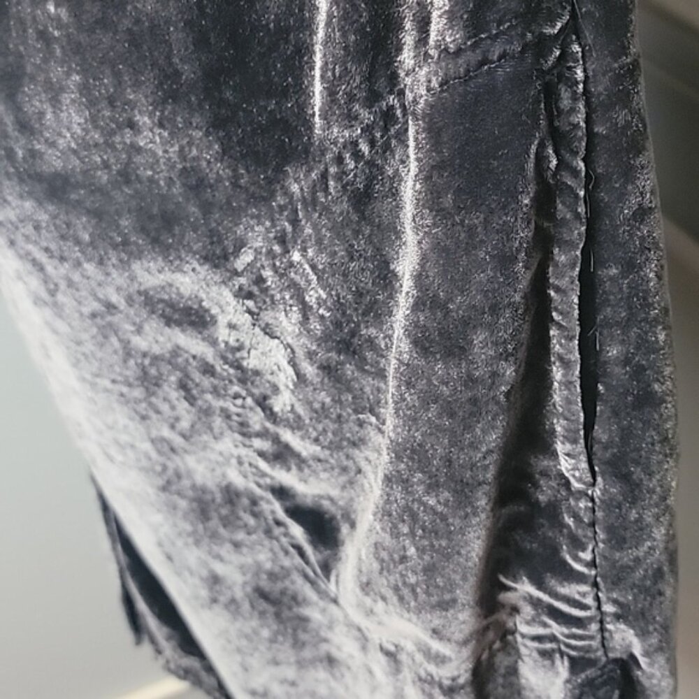 WE THE FREE Sorrento Gray Black Velvet Maxi Tunic Button Up Oversized Shirt M - Picture 6 of 9